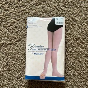 Body wrapper pink mesh ballet tights with seam down the back